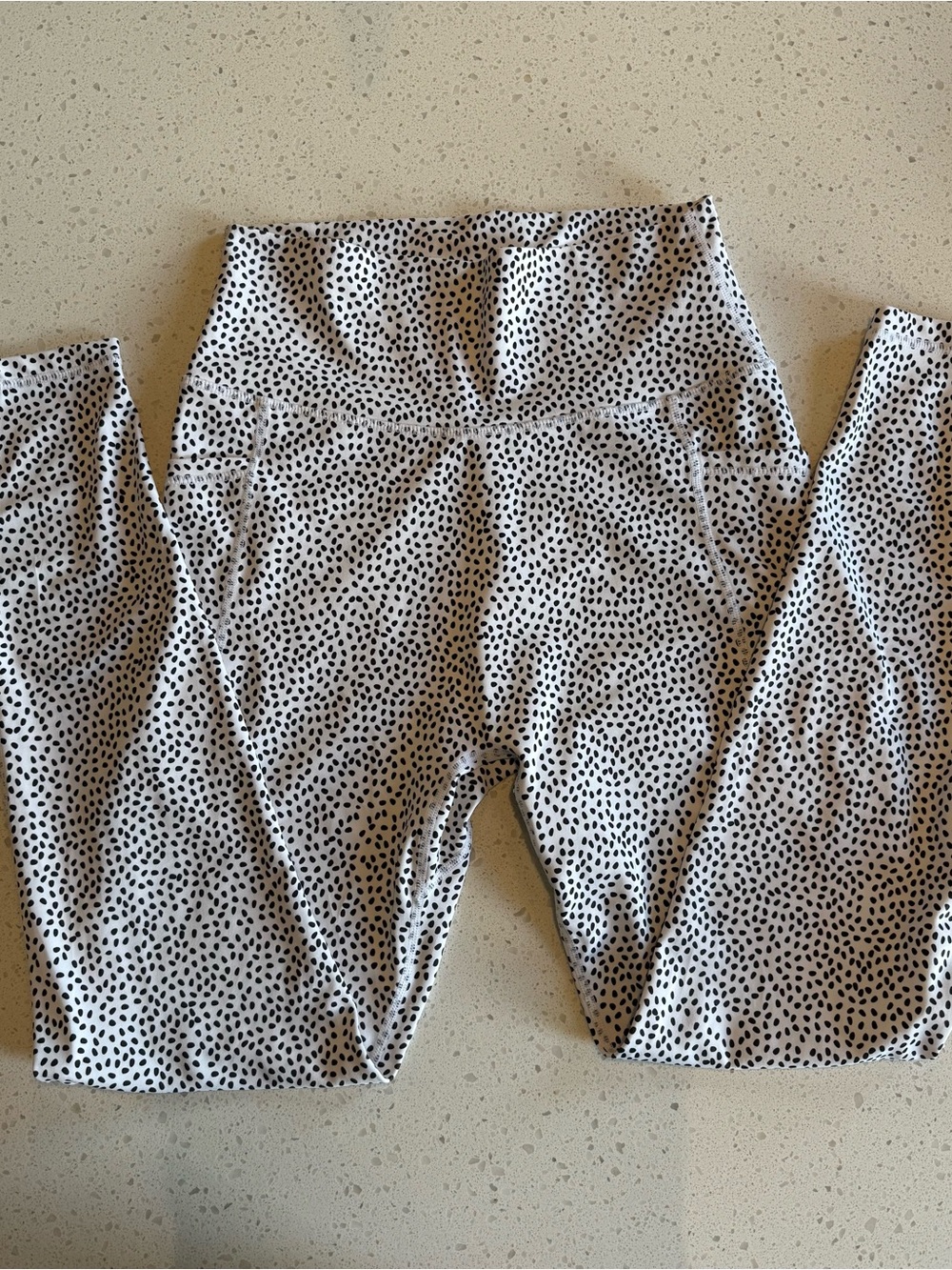 BuffBunny White Leggings with Black Dot Print